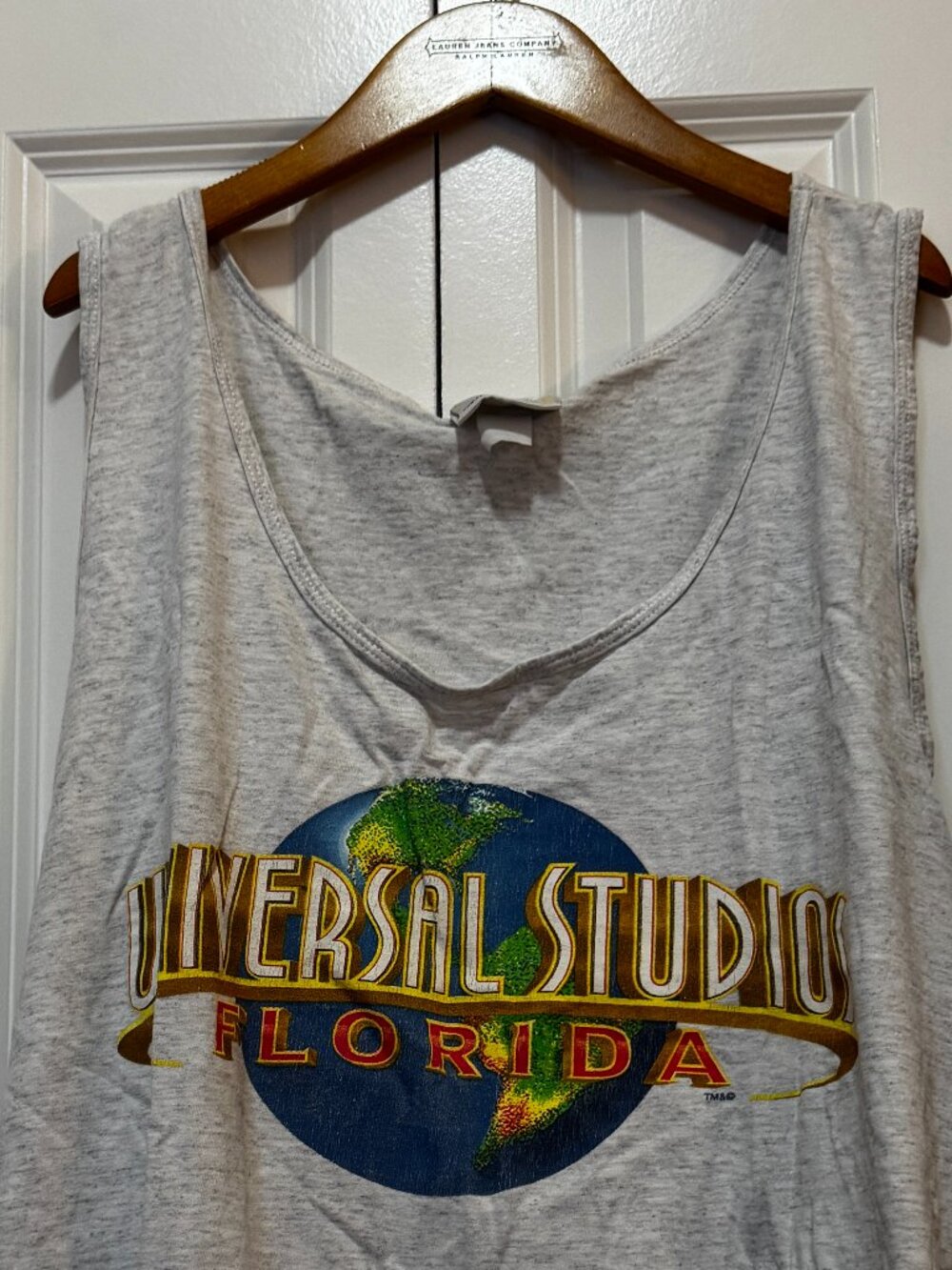 Universal Studios Florida Men's Sleeveless Graphic Tank Top Heather Gray Logo